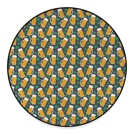 Clover And Beer St. Patrick's Day Print Round Floor Mat