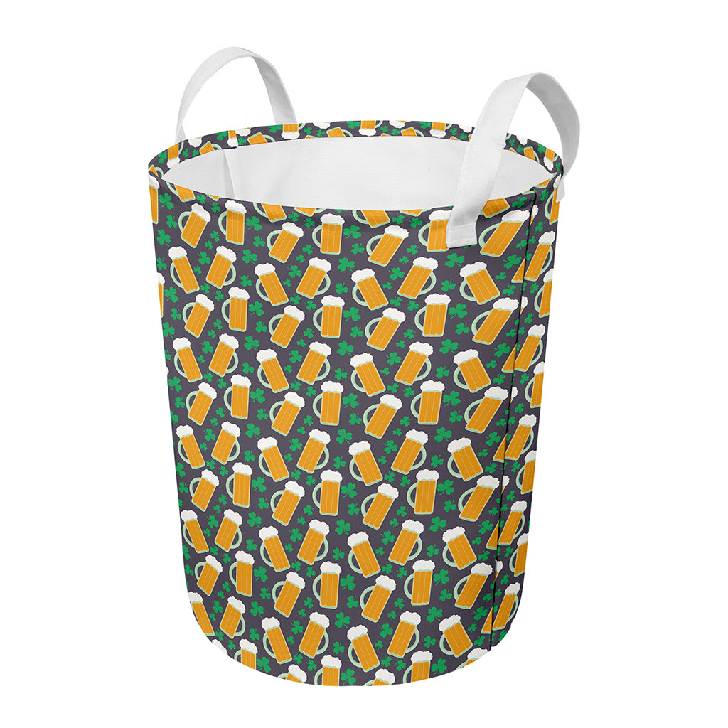 Clover And Beer St. Patrick's Day Print Round Laundry Basket