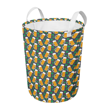 Clover And Beer St. Patrick's Day Print Round Laundry Basket