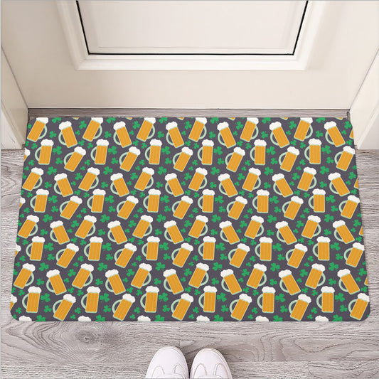 Clover And Beer St. Patrick's Day Print Rubber Doormat