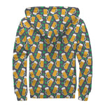 Clover And Beer St. Patrick's Day Print Sherpa Lined Zip Up Hoodie