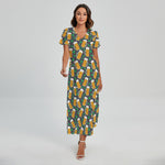 Clover And Beer St. Patrick's Day Print Short Sleeve Maxi Dress
