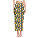 Clover And Beer St. Patrick's Day Print Side Slit Maxi Skirt