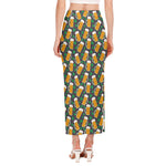 Clover And Beer St. Patrick's Day Print Side Slit Maxi Skirt