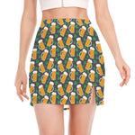 Clover And Beer St. Patrick's Day Print Side Slit Mini Skirt