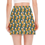 Clover And Beer St. Patrick's Day Print Side Slit Mini Skirt
