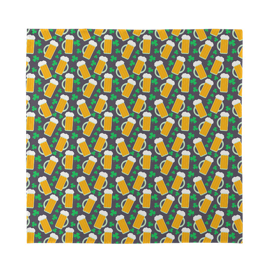 Clover And Beer St. Patrick's Day Print Silk Bandana