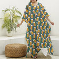 Clover And Beer St. Patrick's Day Print Silk V-Neck Kaftan Dress