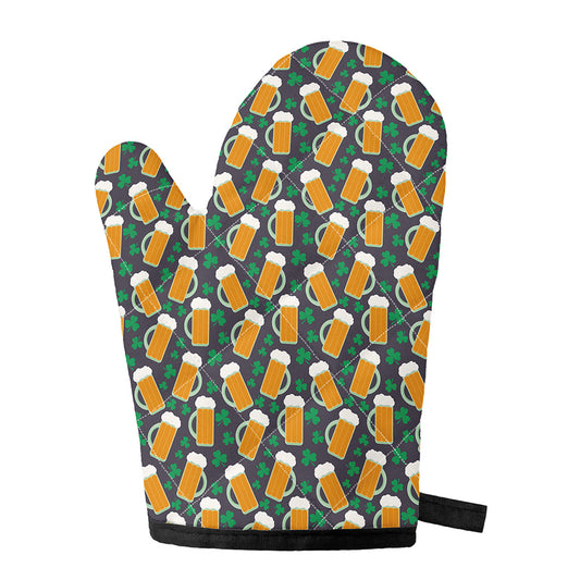 Clover And Beer St. Patrick's Day Print Single Oven Mitt