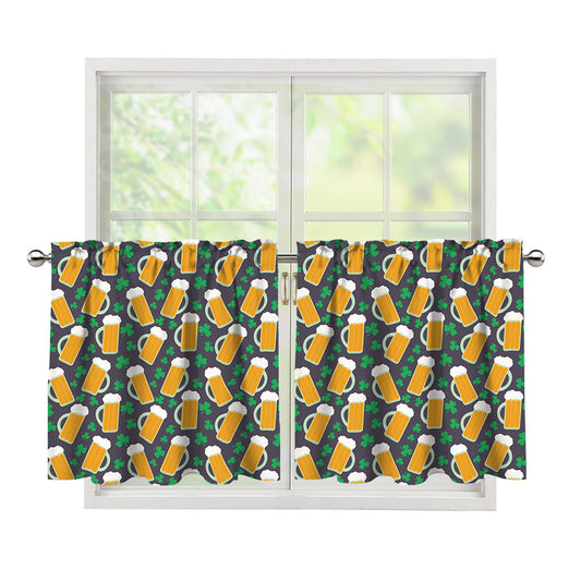 Clover And Beer St. Patrick's Day Print Tier Curtains