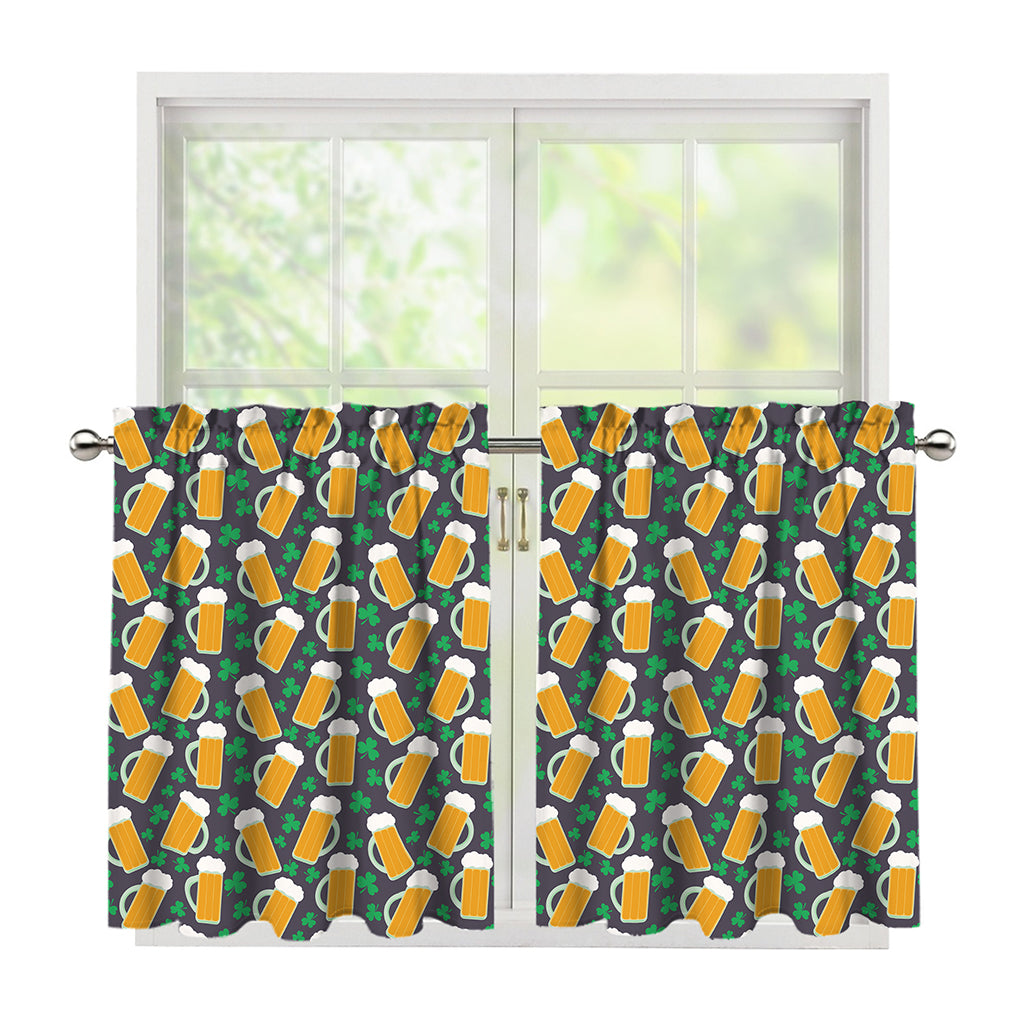Clover And Beer St. Patrick's Day Print Tier Curtains