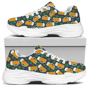 Clover And Beer St. Patrick's Day Print White Chunky Shoes