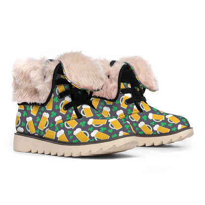 Clover And Beer St. Patrick's Day Print Winter Boots