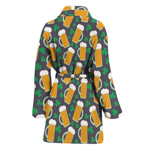 Clover And Beer St. Patrick's Day Print Women's Bathrobe