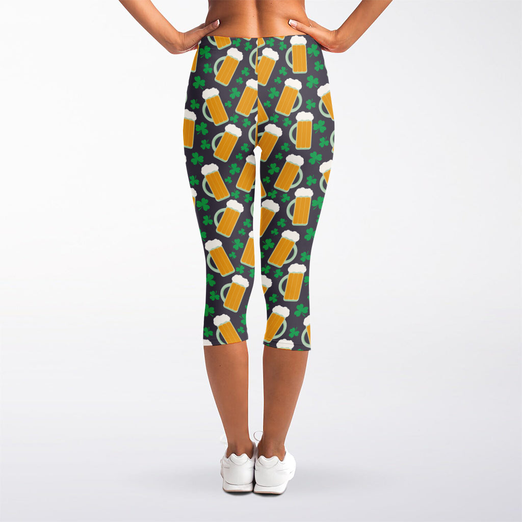 Clover And Beer St. Patrick's Day Print Women's Capri Leggings