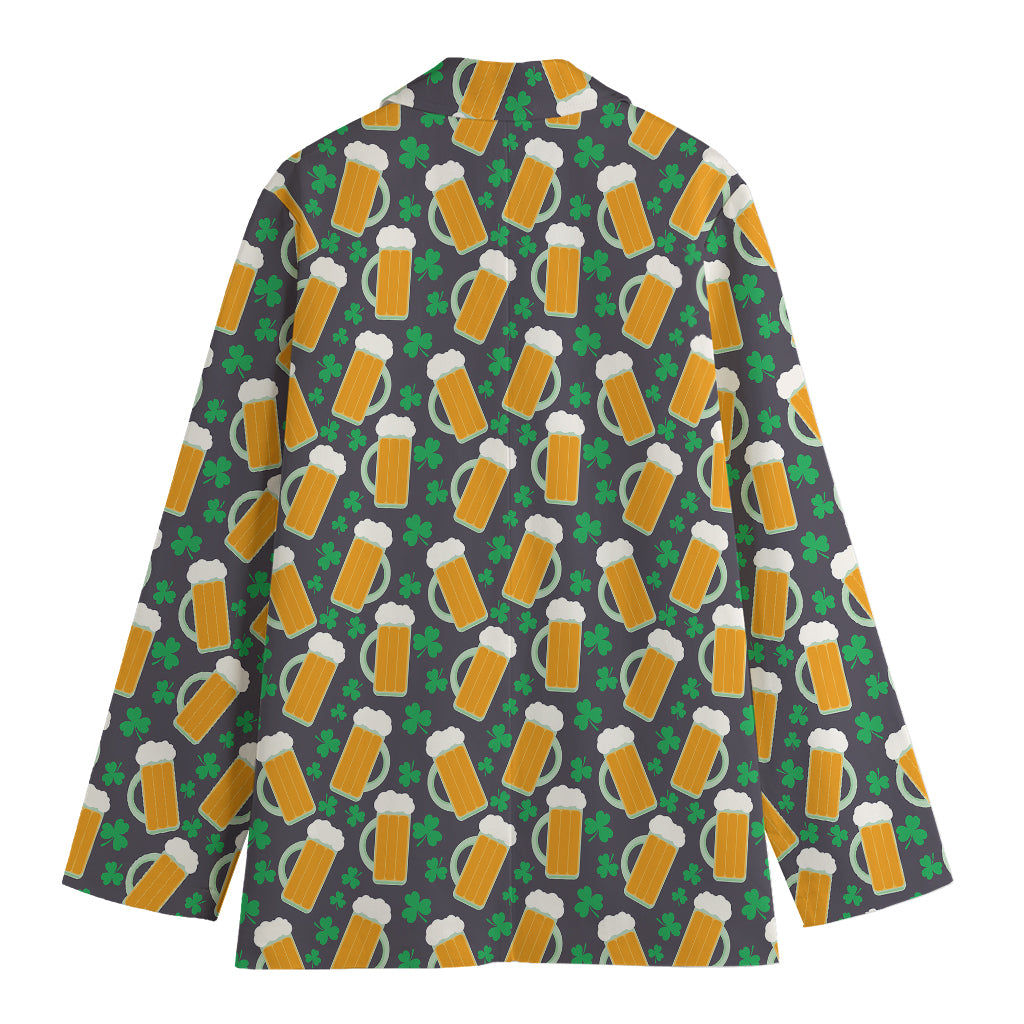 Clover And Beer St. Patrick's Day Print Women's Cotton Blazer