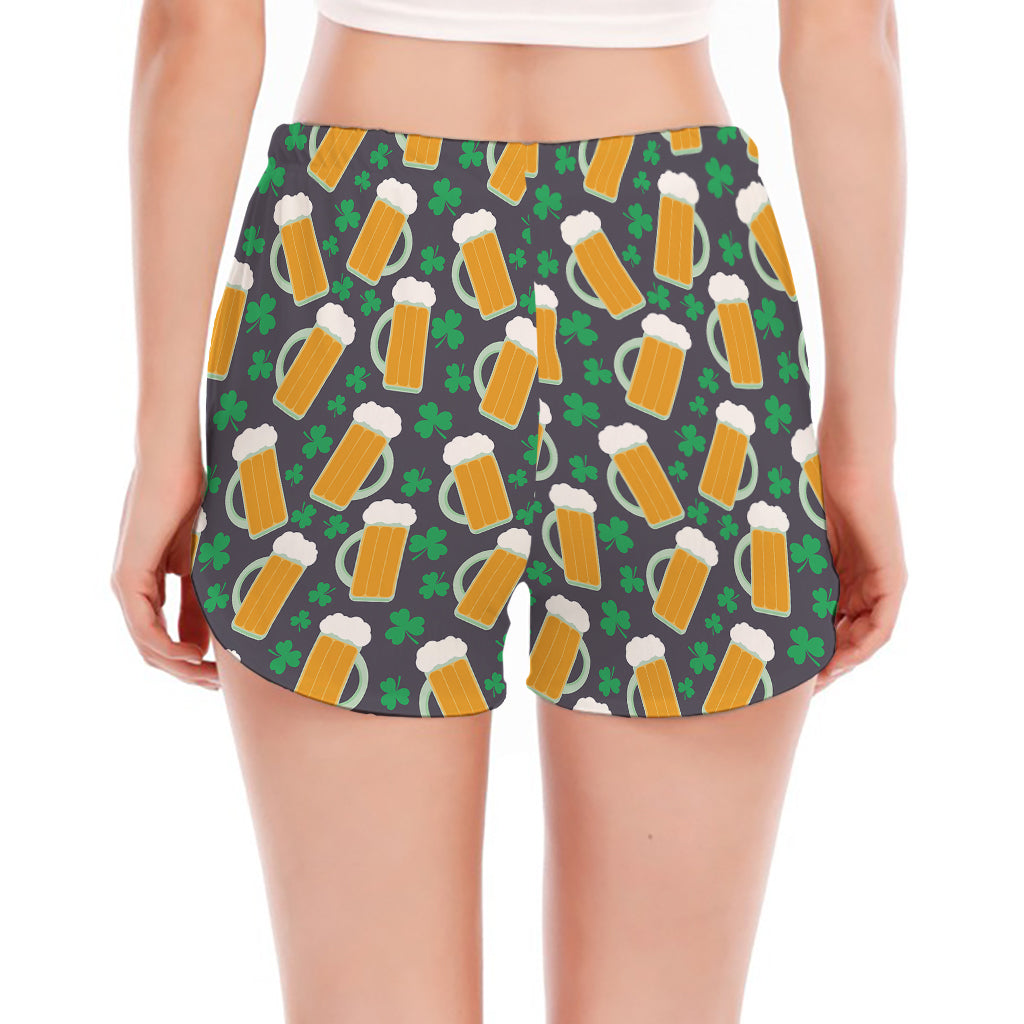 Clover And Beer St. Patrick's Day Print Women's Split Running Shorts