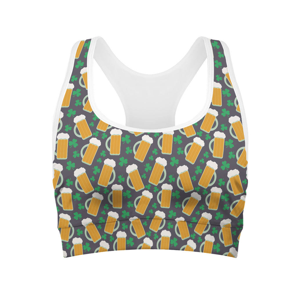 Clover And Beer St. Patrick's Day Print Women's Sports Bra