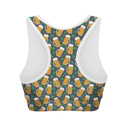 Clover And Beer St. Patrick's Day Print Women's Sports Bra