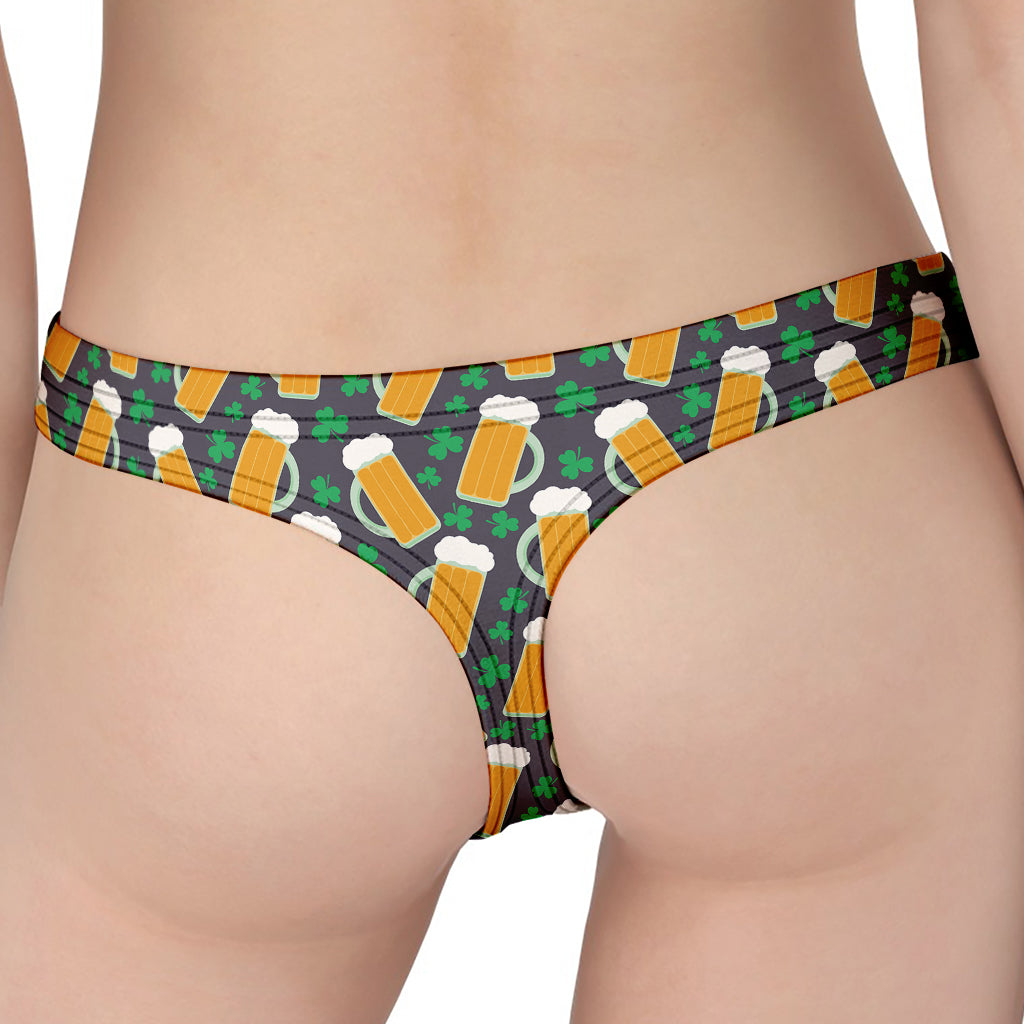 Clover And Beer St. Patrick's Day Print Women's Thong