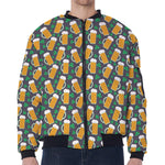 Clover And Beer St. Patrick's Day Print Zip Sleeve Bomber Jacket