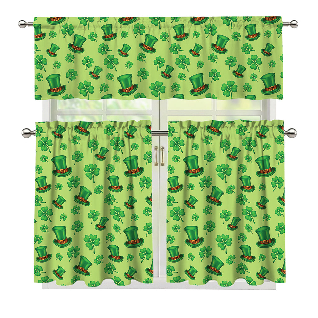 Clover And Hat St. Patrick's Day Print 3 Piece Kitchen Curtains