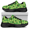 Clover And Hat St. Patrick's Day Print Black Chunky Shoes