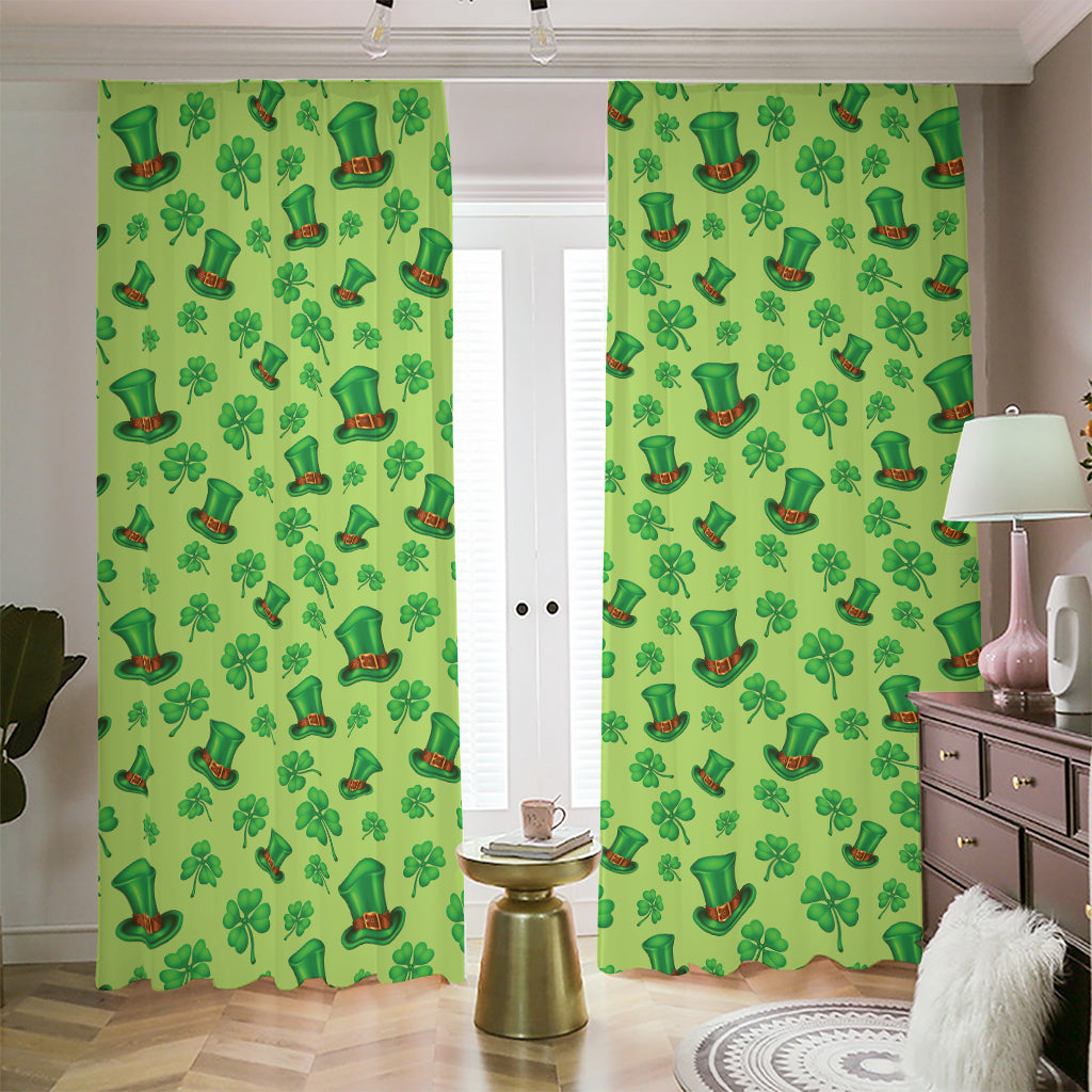 Clover And Hat St. Patrick's Day Print Blackout Pencil Pleat Curtains