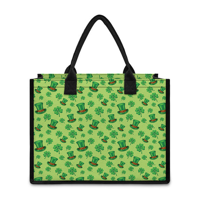 Clover And Hat St. Patrick's Day Print Canvas Tote Bag