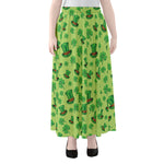 Clover And Hat St. Patrick's Day Print Chiffon Maxi Skirt