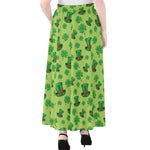 Clover And Hat St. Patrick's Day Print Chiffon Maxi Skirt