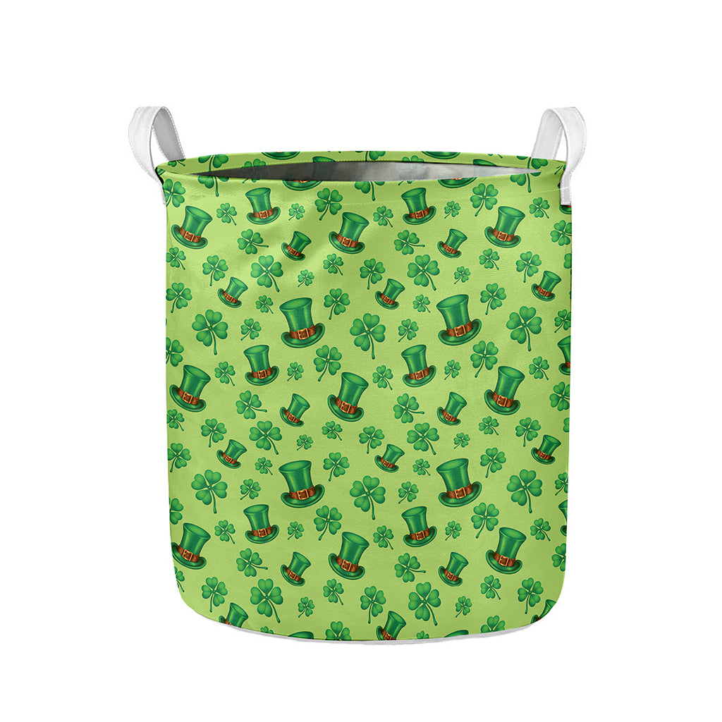 Clover And Hat St. Patrick's Day Print Collapsible Laundry Basket