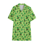 Clover And Hat St. Patrick's Day Print Cotton Hawaiian Shirt