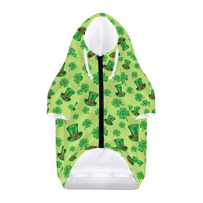 Clover And Hat St. Patrick's Day Print Dog Zip Up Hoodie