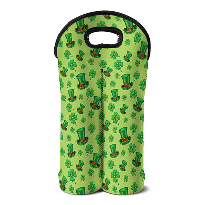 Clover And Hat St. Patrick's Day Print Double Neoprene Wine Tote