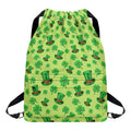 Clover And Hat St. Patrick's Day Print Drawstring Backpack
