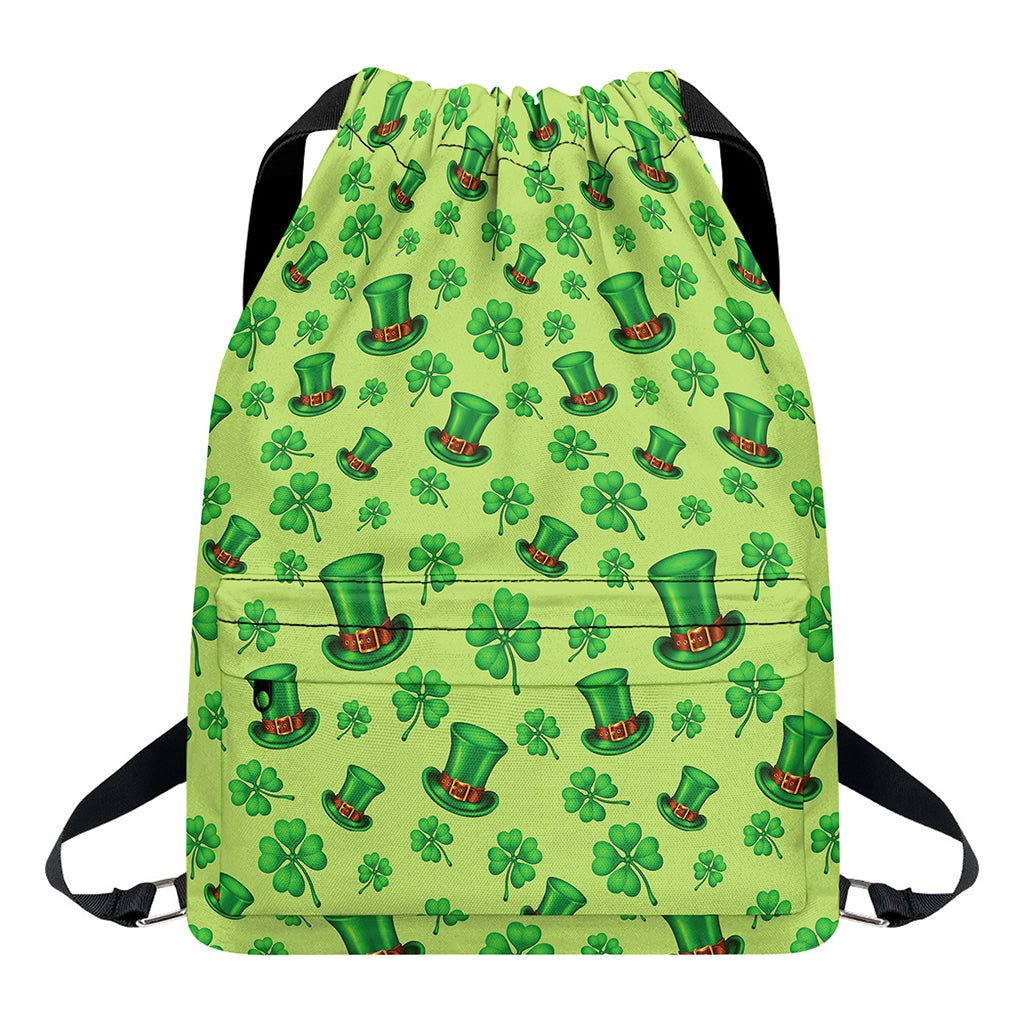 Clover And Hat St. Patrick's Day Print Drawstring Backpack