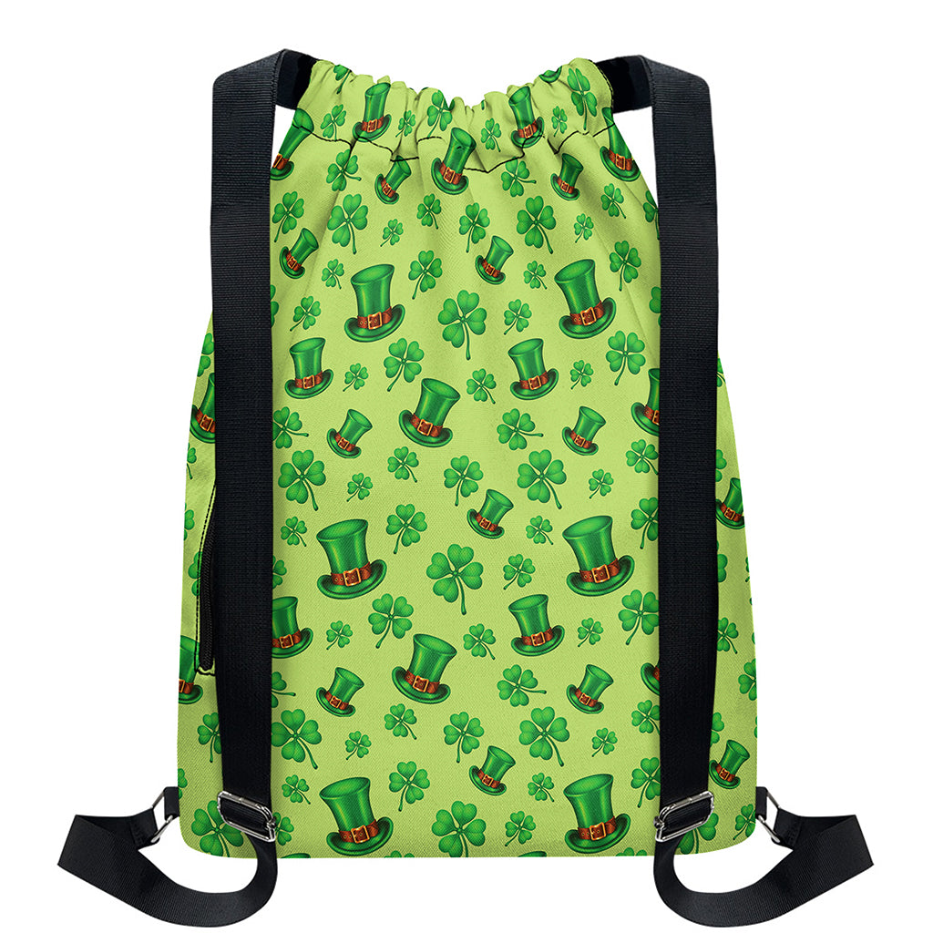 Clover And Hat St. Patrick's Day Print Drawstring Backpack