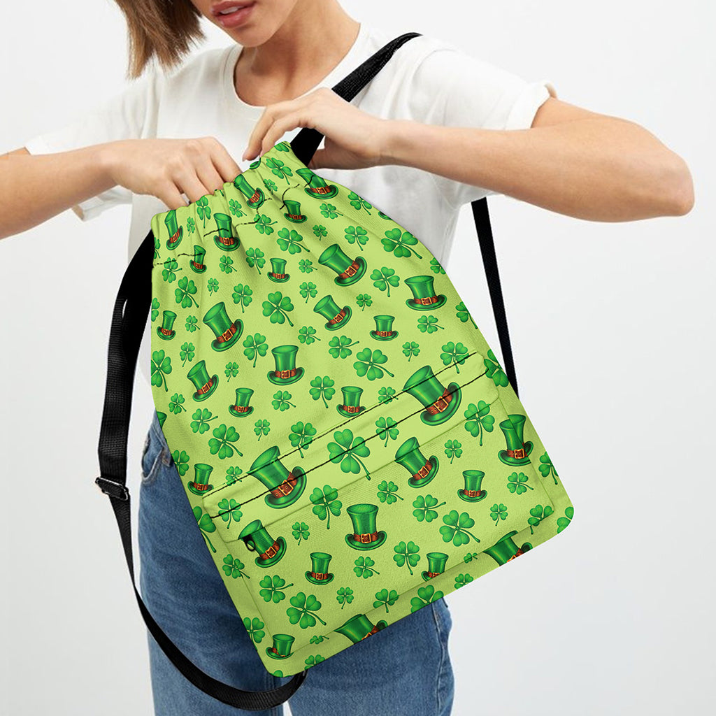 Clover And Hat St. Patrick's Day Print Drawstring Backpack