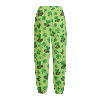 Clover And Hat St. Patrick's Day Print Fleece Lined Knit Pants