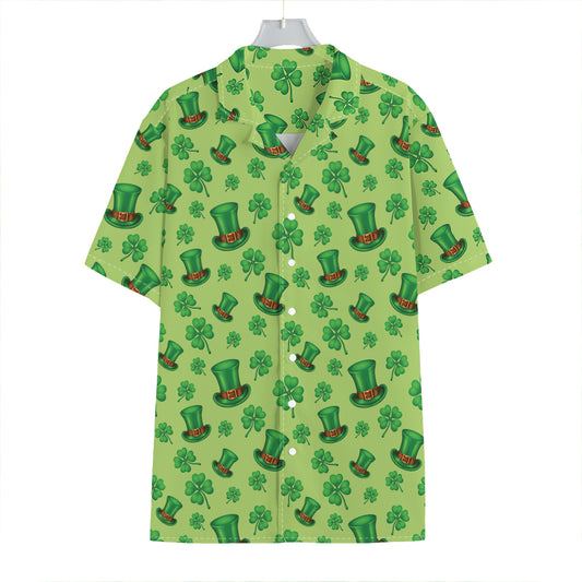 Clover And Hat St. Patrick's Day Print Hawaiian Shirt
