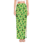 Clover And Hat St. Patrick's Day Print High Slit Maxi Skirt