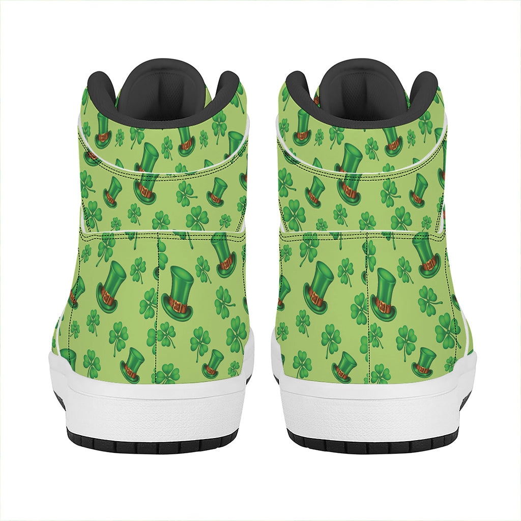 Clover And Hat St. Patrick's Day Print High Top Leather Sneakers