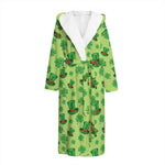 Clover And Hat St. Patrick's Day Print Hooded Bathrobe