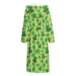 Clover And Hat St. Patrick's Day Print Hooded Bathrobe