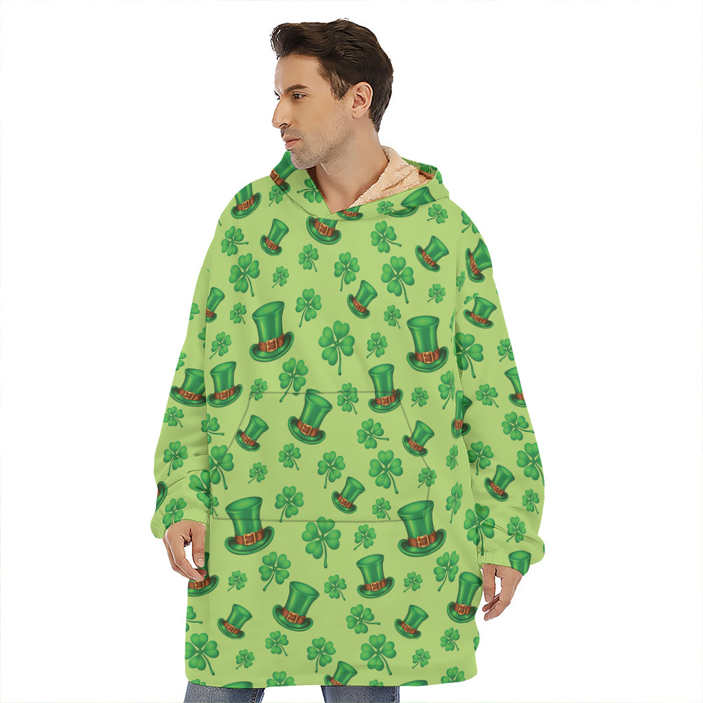 Clover And Hat St. Patrick's Day Print Hoodie Blanket