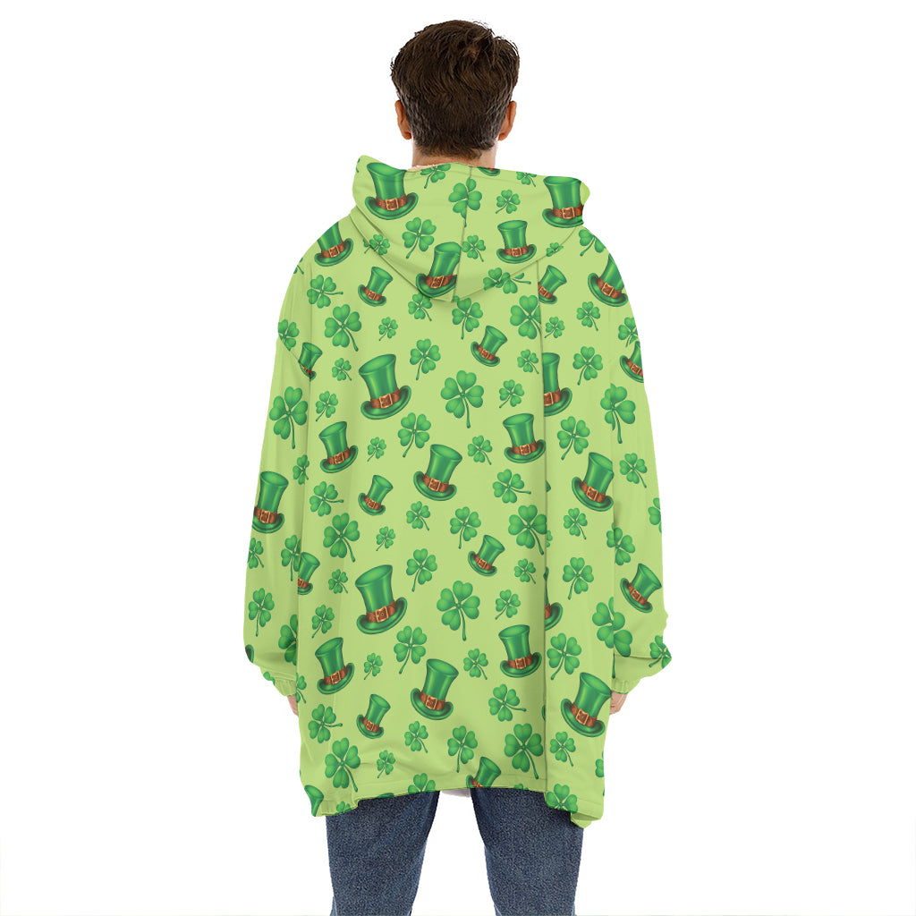 Clover And Hat St. Patrick's Day Print Hoodie Blanket