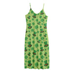 Clover And Hat St. Patrick's Day Print Jersey Midi Cami Dress