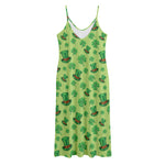Clover And Hat St. Patrick's Day Print Jersey Midi Cami Dress