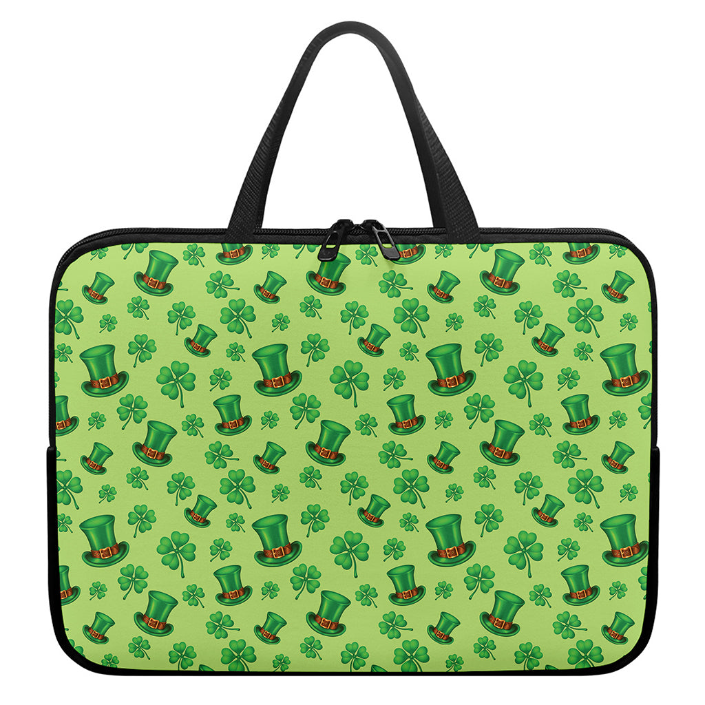 Clover And Hat St. Patrick's Day Print Laptop Sleeve With Handle
